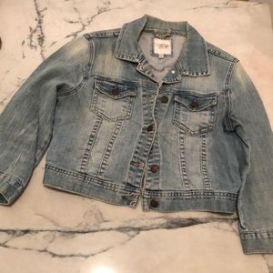 I LOVE H81 by F21 cropped denim jacket